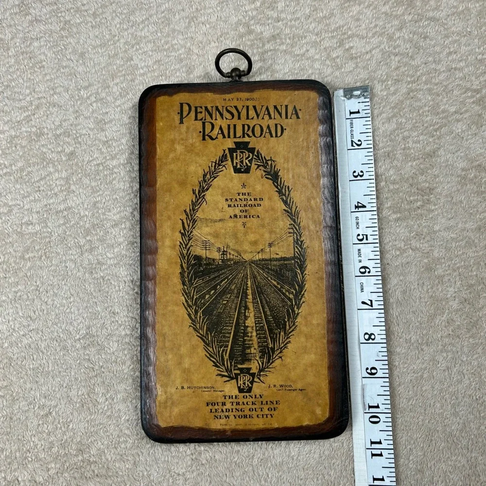 Vintage Pennsylvania Railroad Wood Plaque Walter E Lee Train Decor New York City